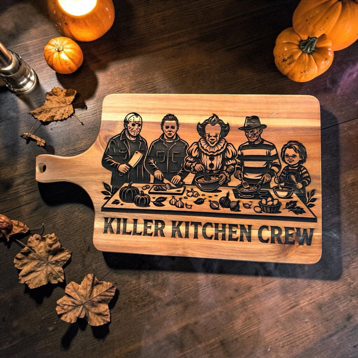 “Killer Kitchen Crew” Engraved Cutting Board